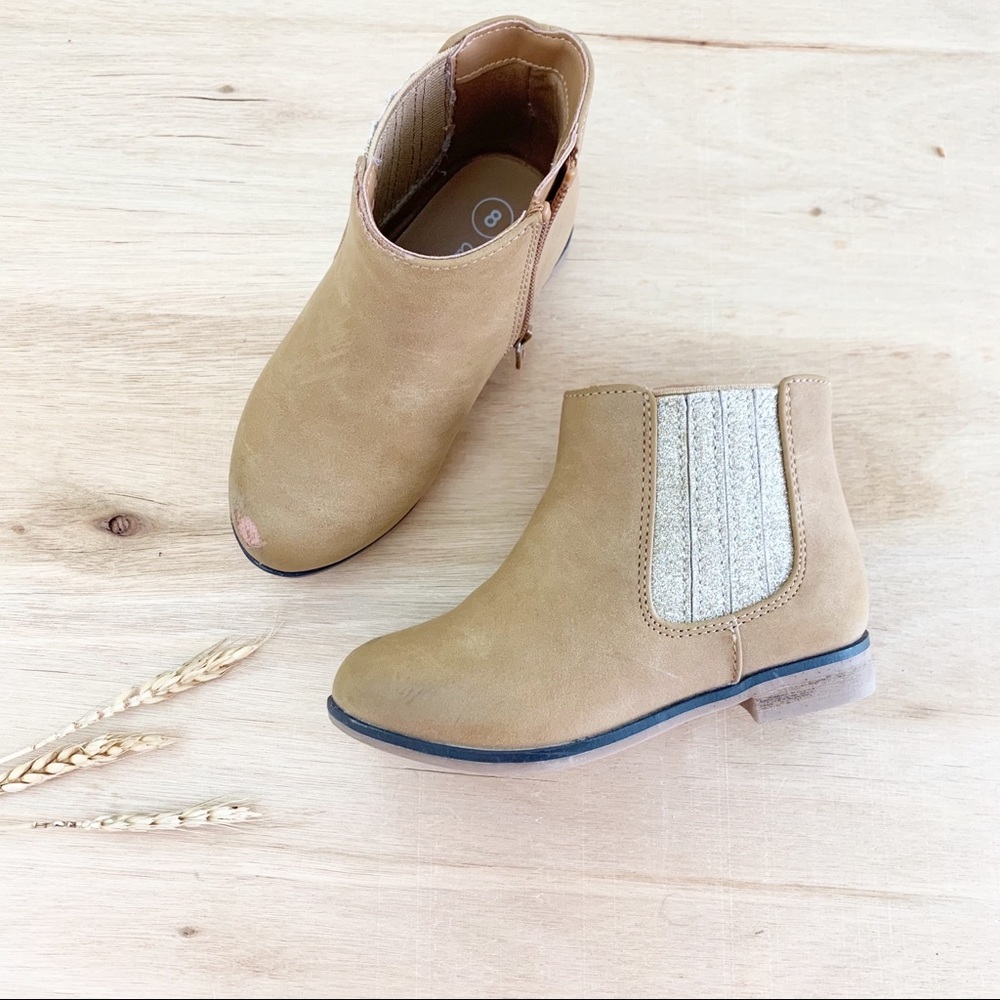 Cognac + Gold Chelsea Ankle Boots